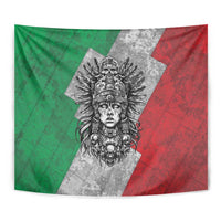 Mexico Aztec Warrior Goddess Tapestry Aztec Tribal Skull Tricolor Armor
