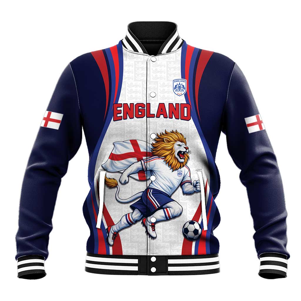 Custom World Football 2026 England Baseball Jacket Lion Mascot St George Cross Design