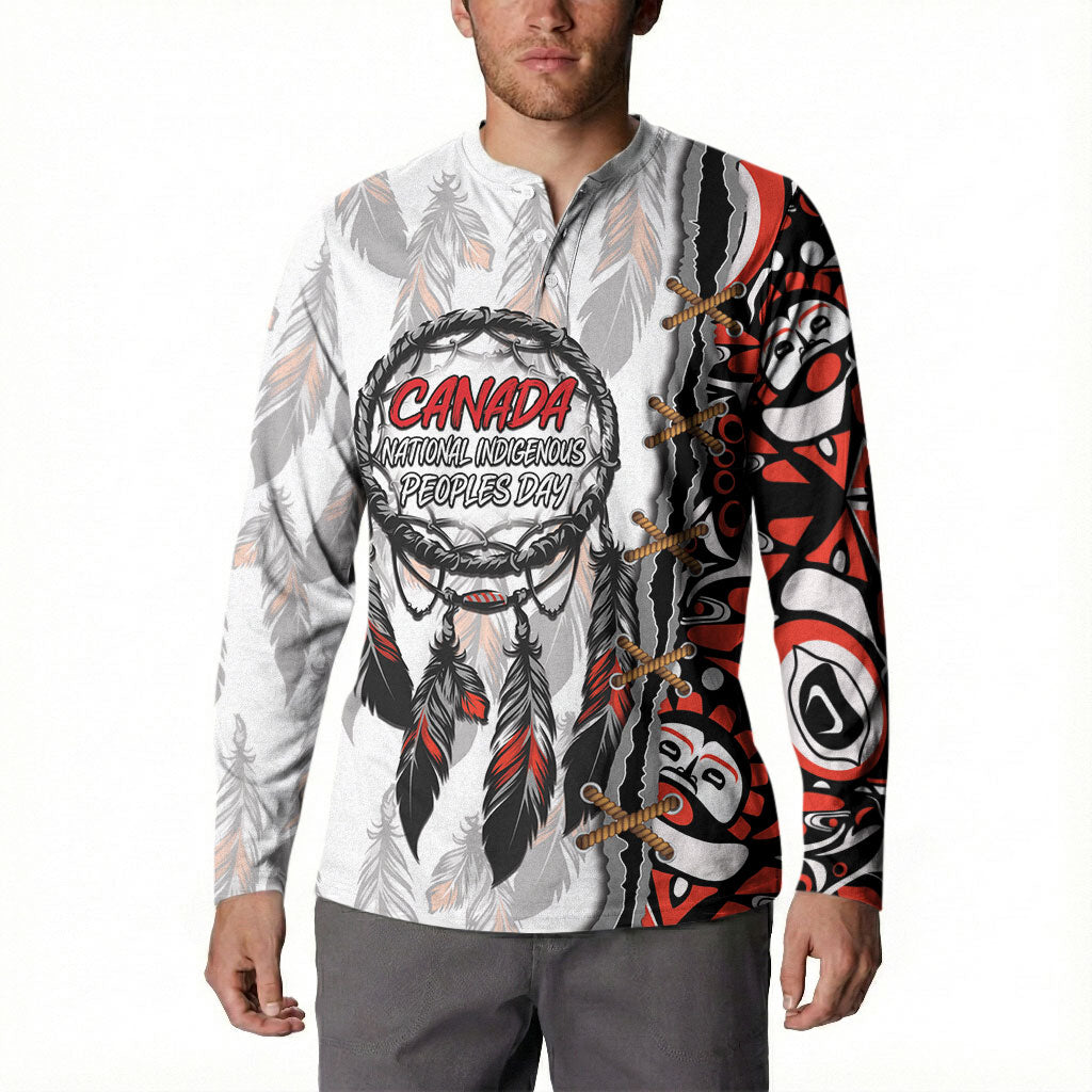 Canada National Indigenous Peoples Day Button Sweatshirt Dreamcatcher First Nations Heritage Pride