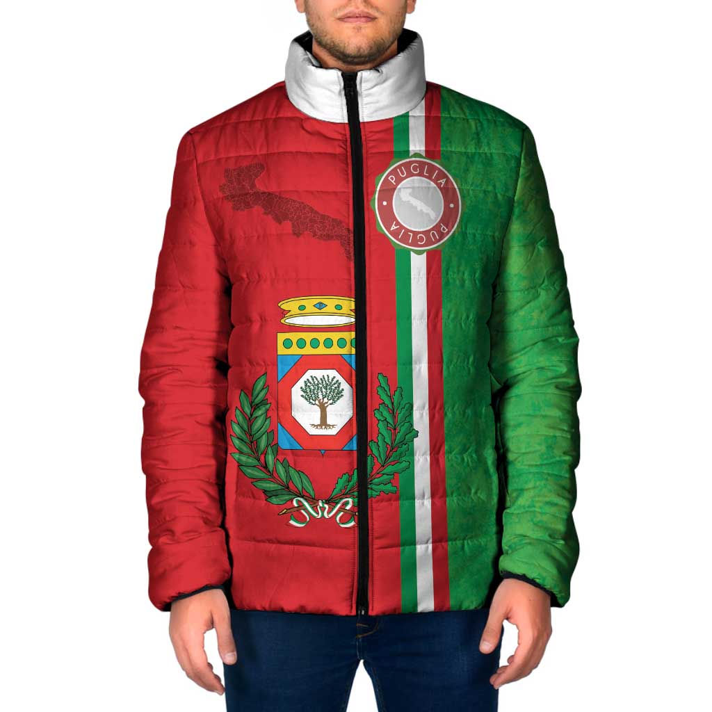 Italy Apulia Padded Jacket Map Of Apulia With Coat Of Arms LT19