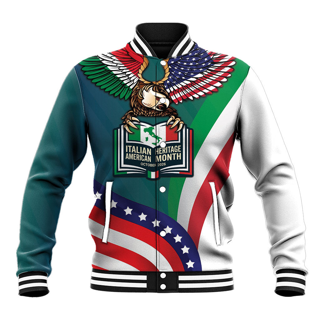 Italian American Heritage Month Baseball Jacket Italian Roots American Wings