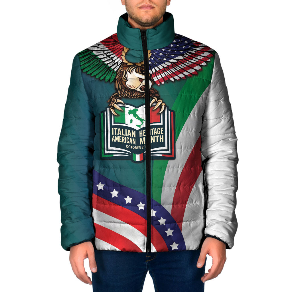 Italian American Heritage Month Padded Jacket Italian Roots American Wings