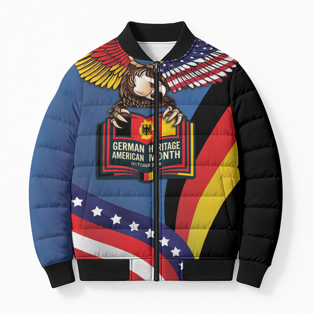 German American Heritage Month Bomber Puffer Jacket German Roots American Wings