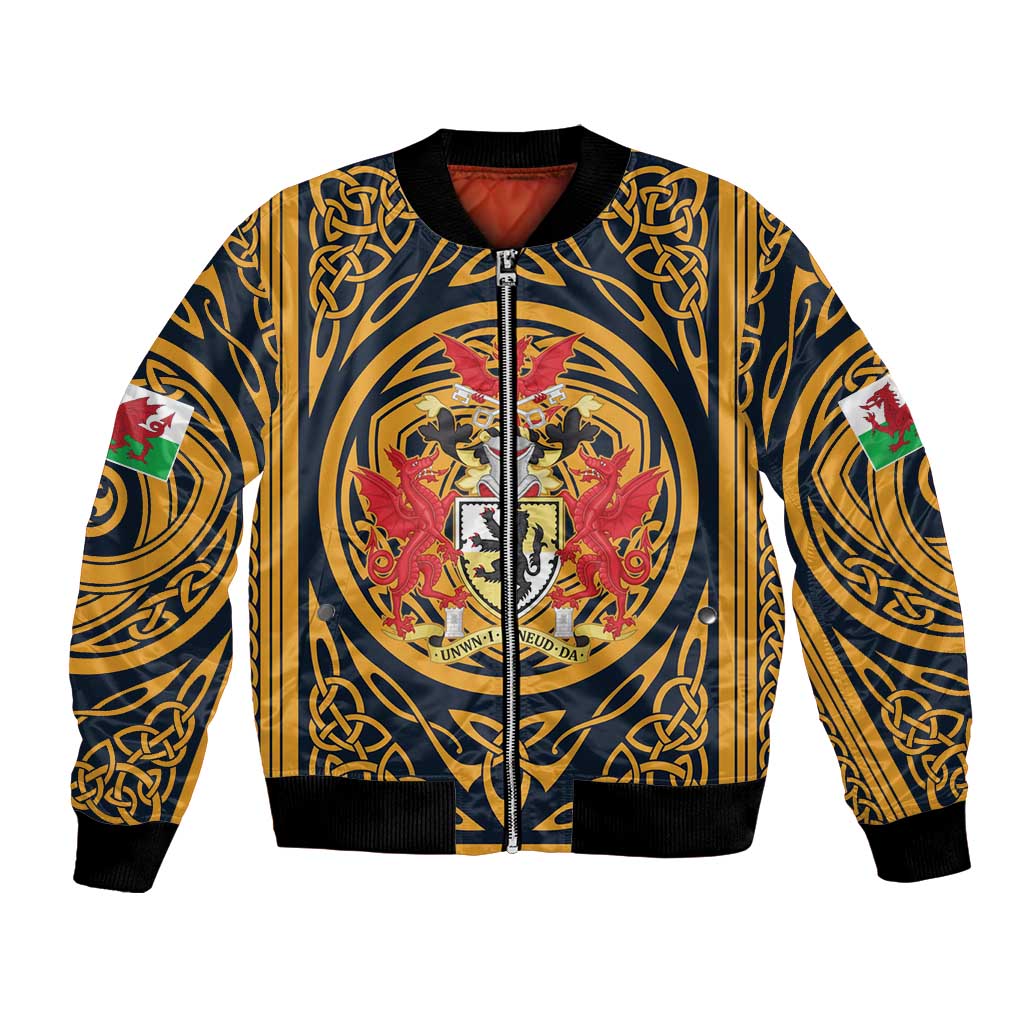 Personalized Denbighshire Wales Bomber Jacket Coat Of Arms Celtic Style - Wonder Print Shop