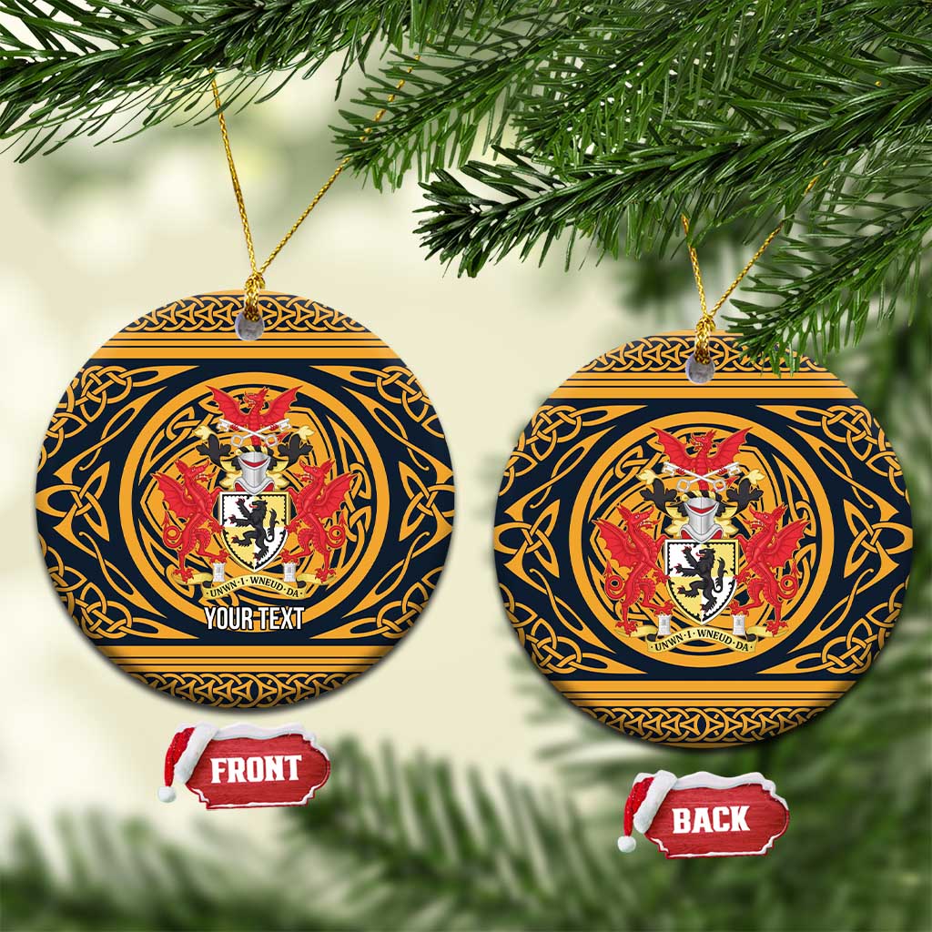 Personalized Denbighshire Wales Ceramic Ornament Coat Of Arms Celtic Style - Wonder Print Shop