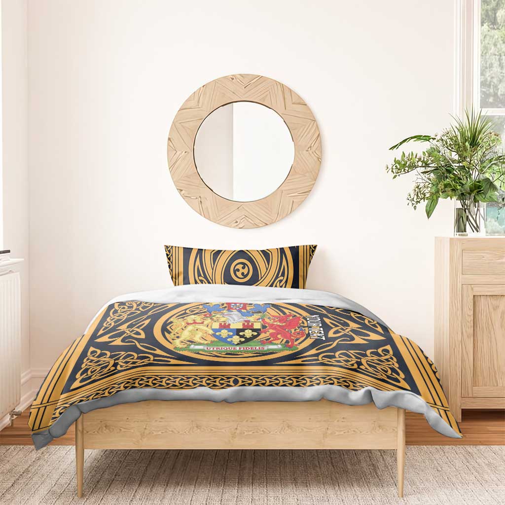 Personalized Monmouthshire Wales Bedding Set Coat Of Arms Celtic Style - Wonder Print Shop