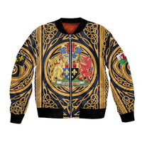 Personalized Monmouthshire Wales Bomber Jacket Coat Of Arms Celtic Style - Wonder Print Shop