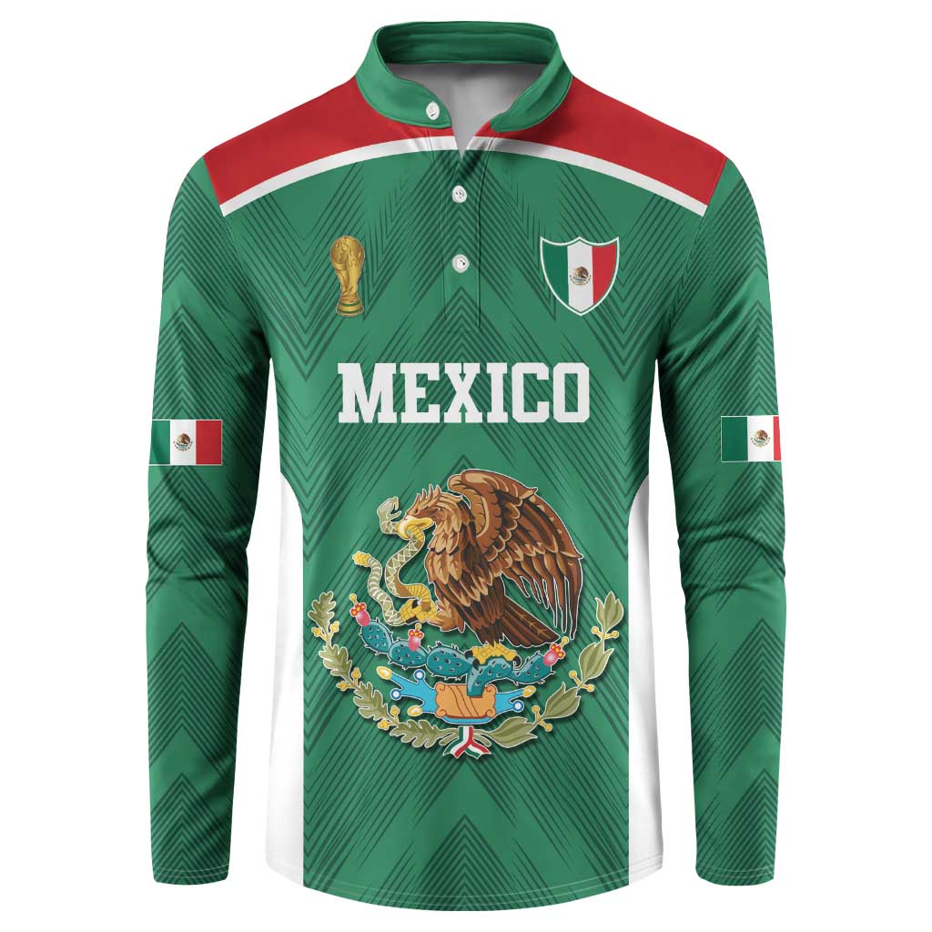 Custom Mexico Football Button Sweatshirt El Tricolor World Cup Style - Wonder Print Shop