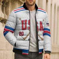 Custom USA Ice Hockey Bomber Puffer Jacket Let’s Go Champions