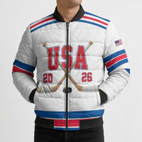 Custom USA Ice Hockey Bomber Puffer Jacket Let’s Go Champions