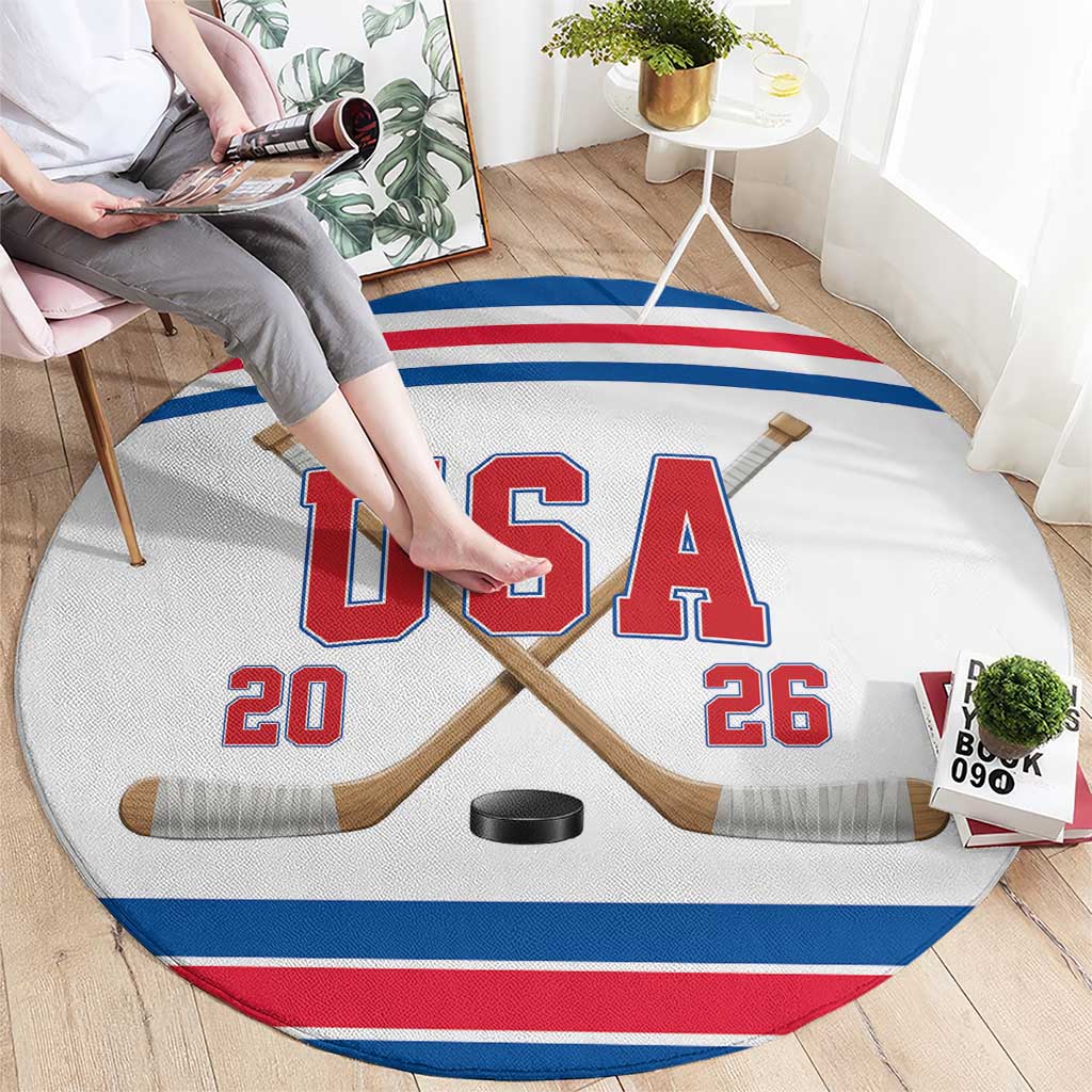 USA Ice Hockey Round Carpet Let’s Go Champions