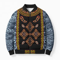 Cameroon Bamileke Toghu Pattern Bomber Puffer Jacket Bamenda Royal Cultural Design