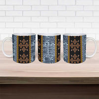 Cameroon Bamileke Toghu Pattern Ceramic Mug Bamenda Royal Cultural Design