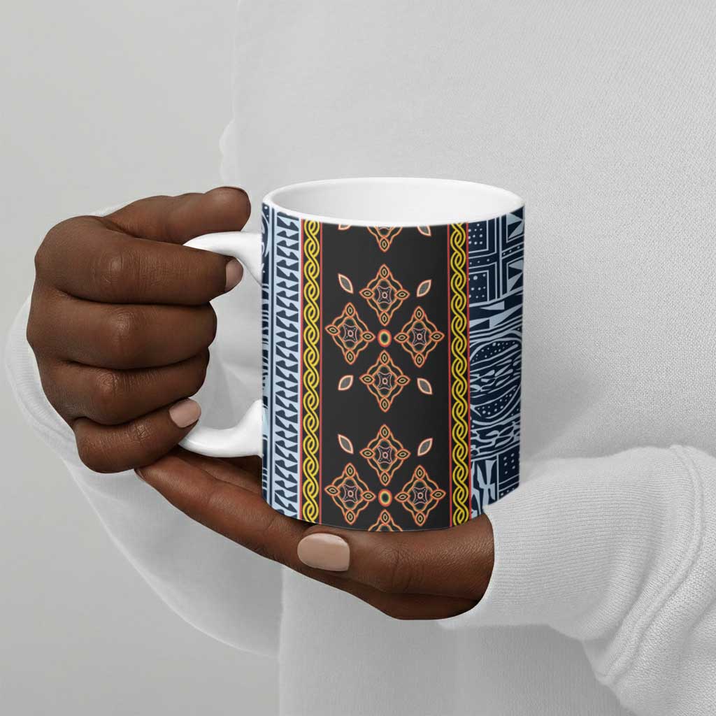 Cameroon Bamileke Toghu Pattern Ceramic Mug Bamenda Royal Cultural Design