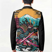 Japanese Samurai Warrior Mount Fuji Blazer Katana Japanese Wave Cherry Blossom Art