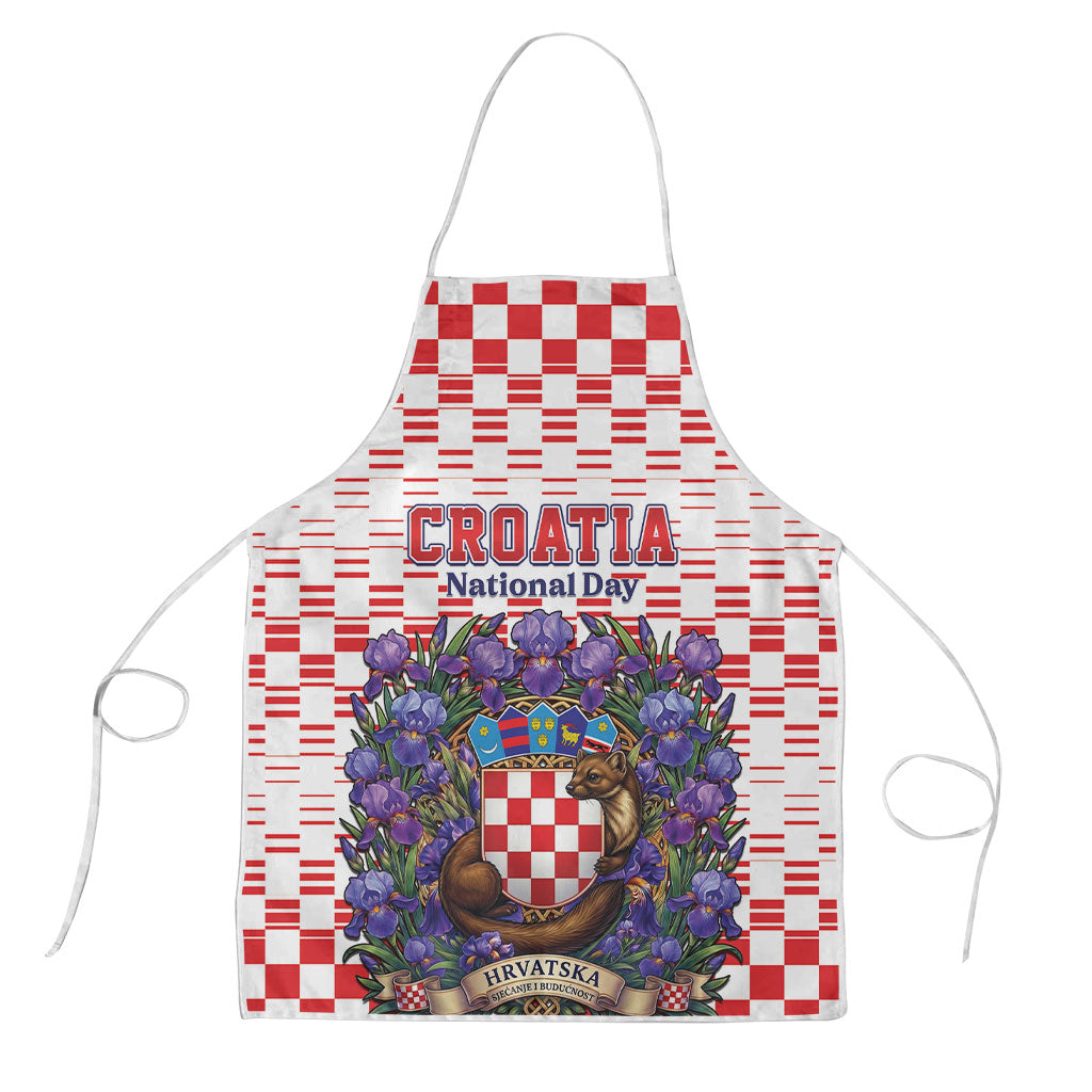 Croatia National Day Apron Croatian Kuna Heritage Iris Floral