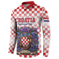 Personalized Croatia National Day Button Sweatshirt Croatian Kuna Heritage Iris Floral