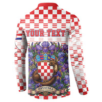 Personalized Croatia National Day Button Sweatshirt Croatian Kuna Heritage Iris Floral