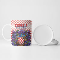 Personalized Croatia National Day Ceramic Mug Croatian Kuna Heritage Iris Floral