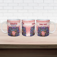 Personalized Croatia National Day Ceramic Mug Croatian Kuna Heritage Iris Floral