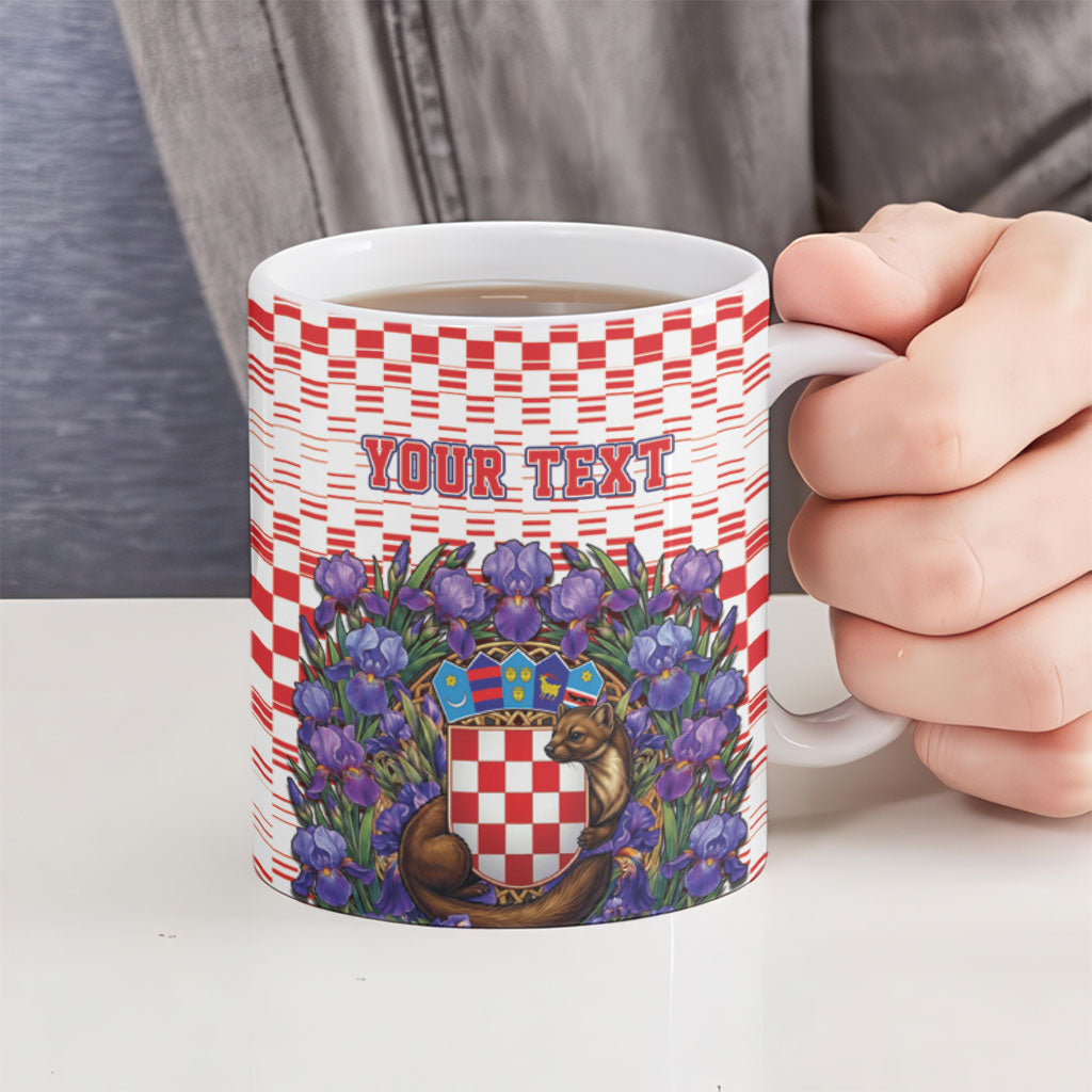 Personalized Croatia National Day Ceramic Mug Croatian Kuna Heritage Iris Floral