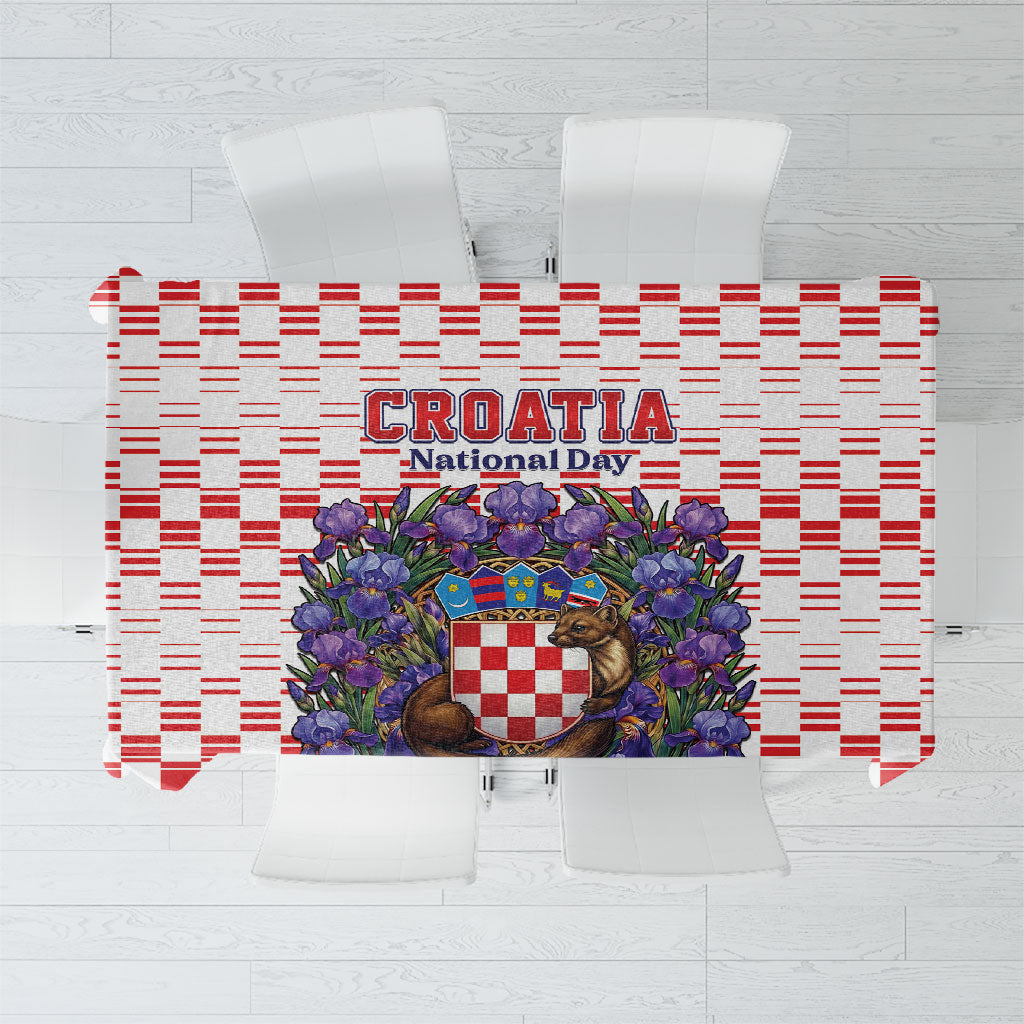 Croatia National Day Tablecloth Croatian Kuna Heritage Iris Floral