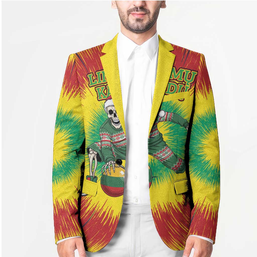 Personalized Lithuania Christmas Tie Dye Blazer Skeleton Basketball Slam Dunk Santa Hat LT19
