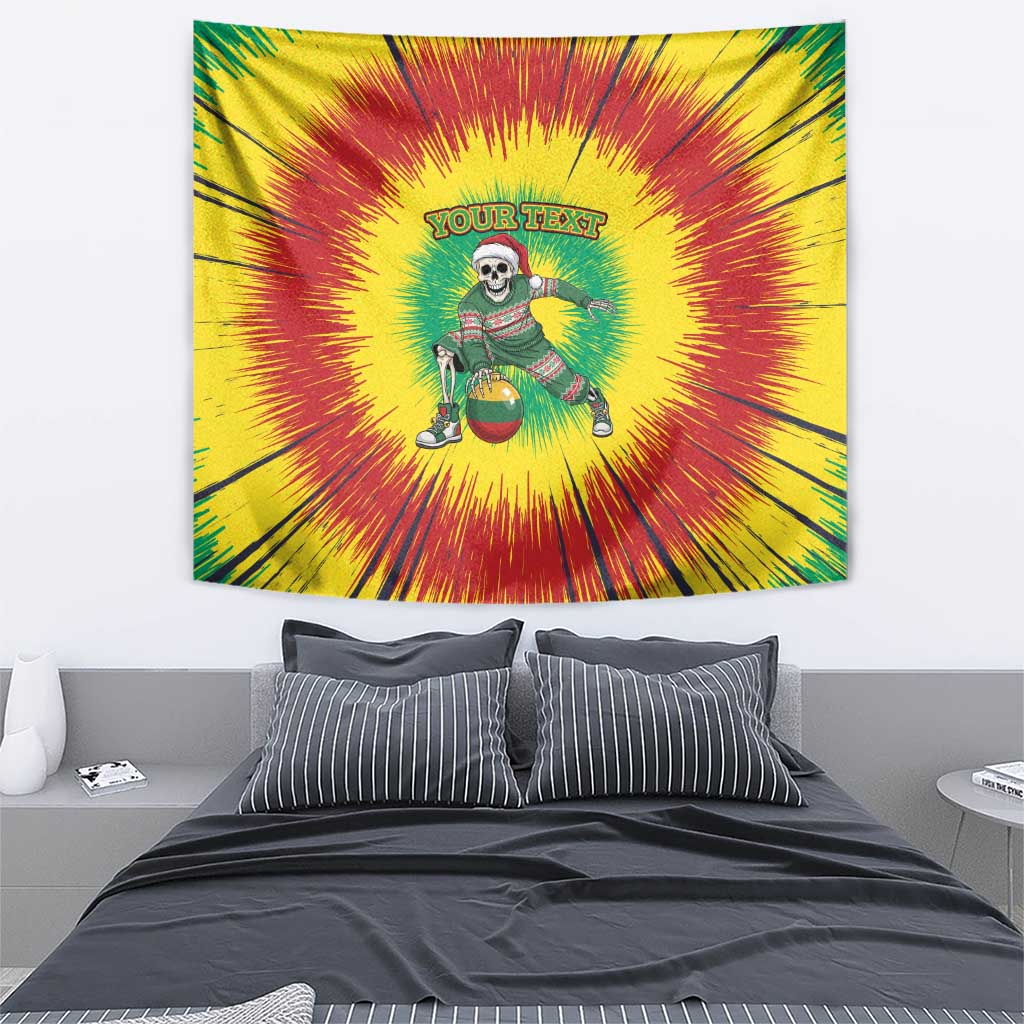 Lithuania Christmas Tie Dye Tapestry Skeleton Basketball Slam Dunk Santa Hat - Wonder Print Shop