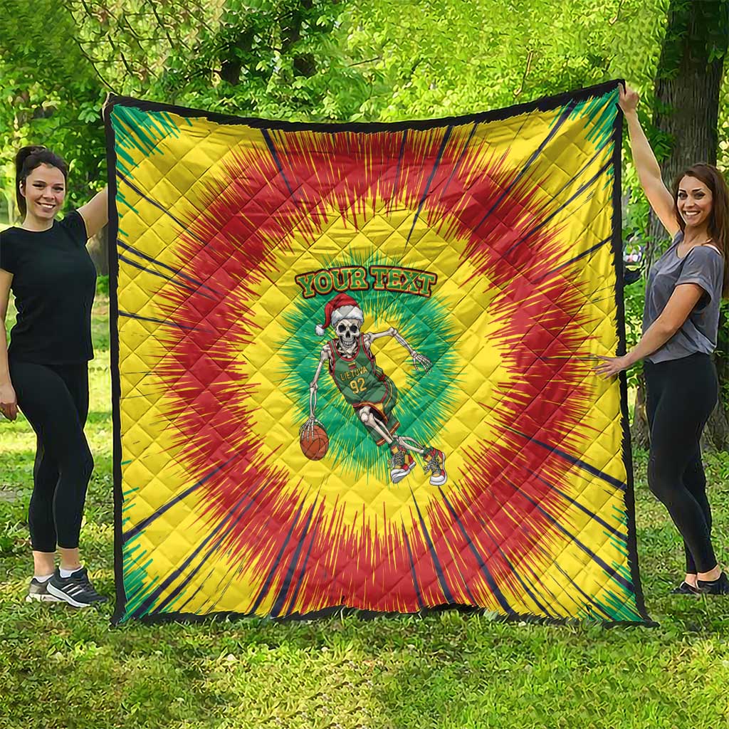 Lithuania Christmas Tie Dye Quilt Skeleton Basketball Slam Dunk - Wonder Print Shop