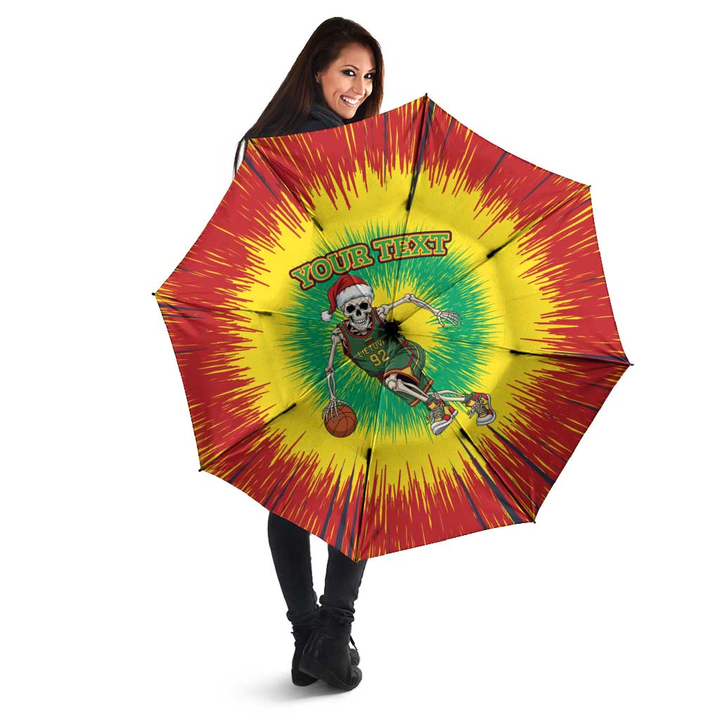 Lithuania Christmas Tie Dye Umbrella Skeleton Basketball Slam Dunk - Wonder Print Shop