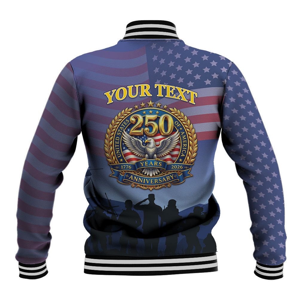 Veterans Day American 250th Anniversary Personalized Baseball Jacket Patriotic Eagle American History