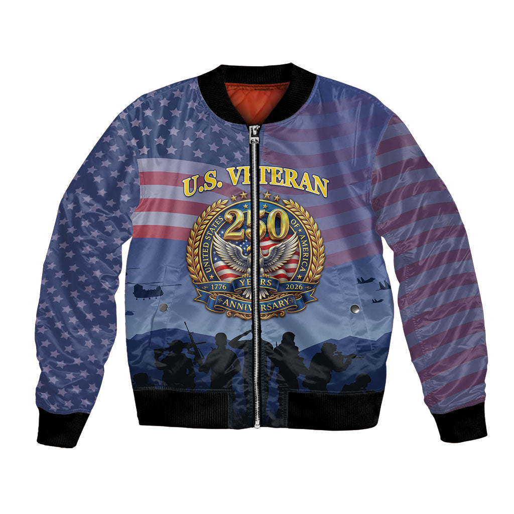 Veterans Day American 250th Anniversary Personalized Bomber Jacket Patriotic Eagle American History