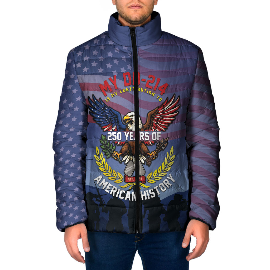 Veterans Day American 250th Anniversary Personalized Padded Jacket My DD 214 Is My Contribution