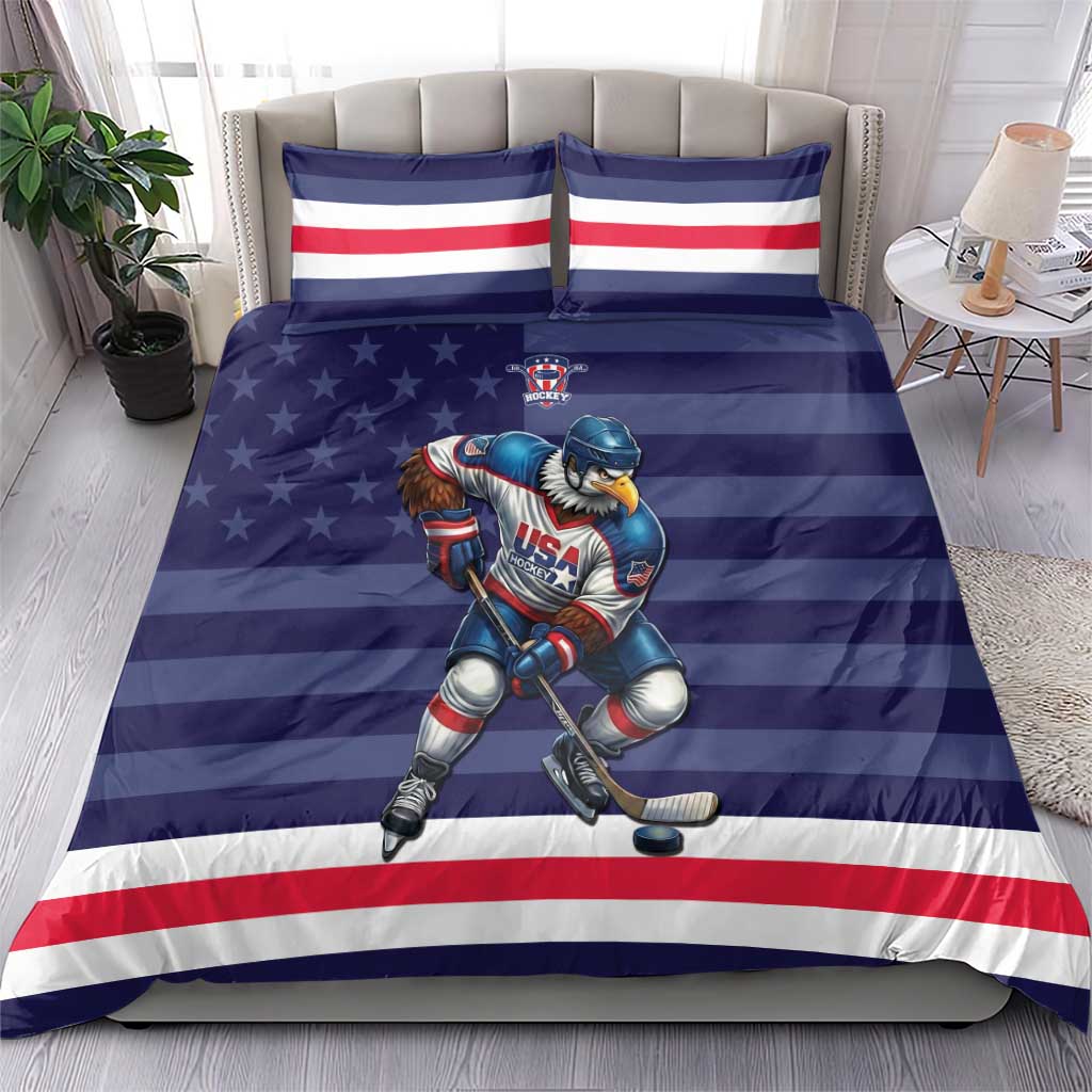 USA Ice Hockey Bedding Set United States Eagle Mascot Style
