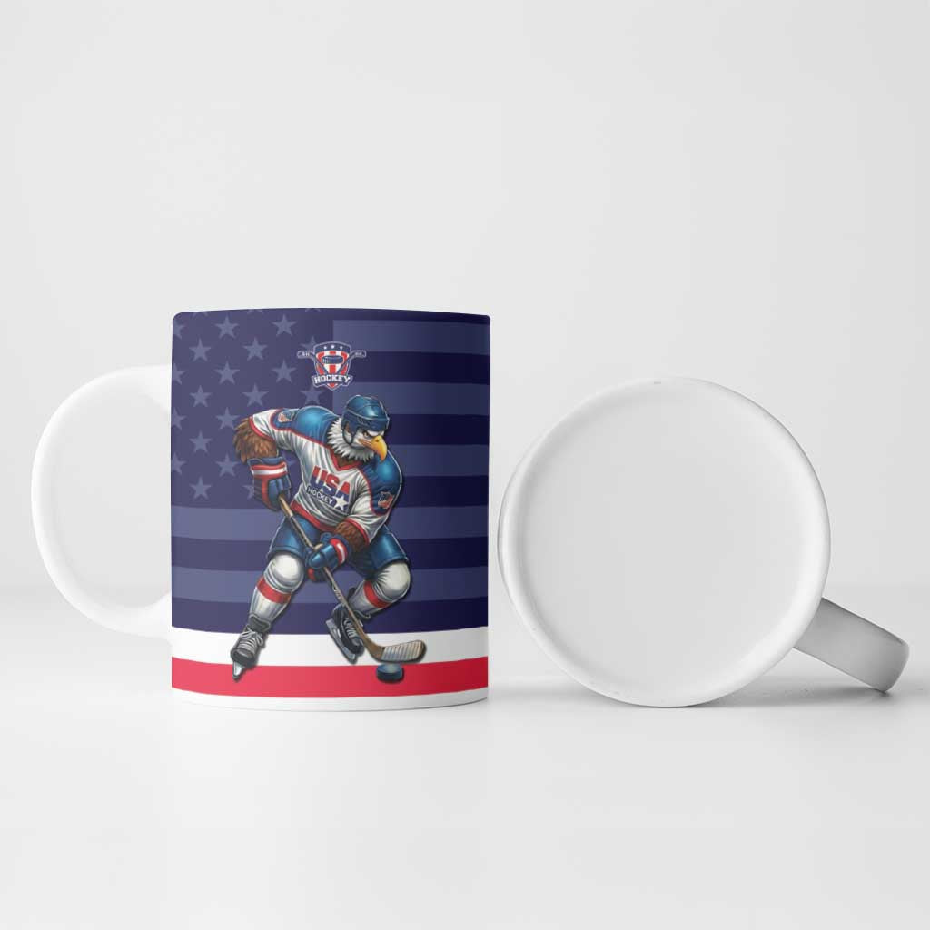 Custom USA Ice Hockey Ceramic Mug United States Eagle Mascot Style