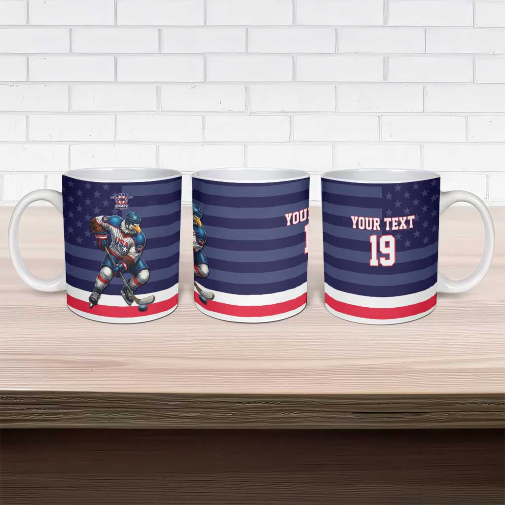 Custom USA Ice Hockey Ceramic Mug United States Eagle Mascot Style