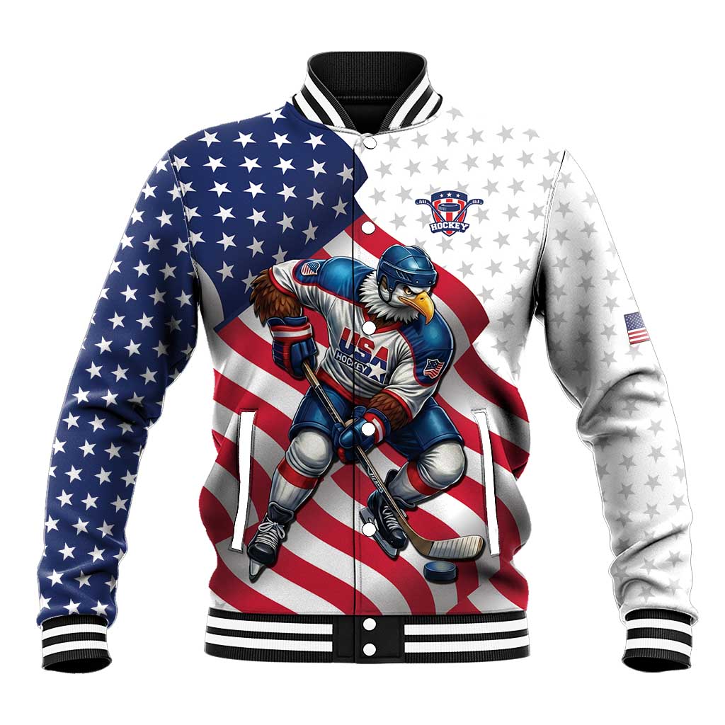 Custom USA Ice Hockey Baseball Jacket Eagle Mascot Stars and Stripes Design