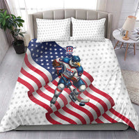 USA Ice Hockey Bedding Set Eagle Mascot Stars and Stripes Design