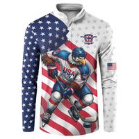 Custom USA Ice Hockey Button Sweatshirt Eagle Mascot Stars and Stripes Design