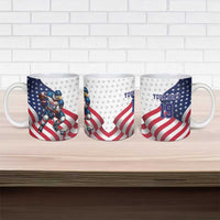 Custom USA Ice Hockey Ceramic Mug Eagle Mascot Stars and Stripes Design