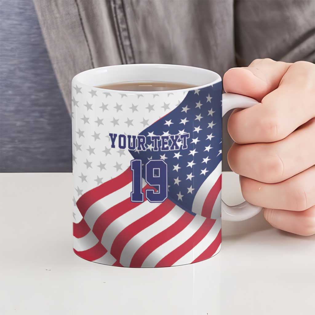 Custom USA Ice Hockey Ceramic Mug Eagle Mascot Stars and Stripes Design