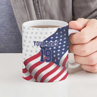 Custom USA Ice Hockey Ceramic Mug Eagle Mascot Stars and Stripes Design