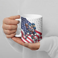 Custom USA Ice Hockey Ceramic Mug Eagle Mascot Stars and Stripes Design