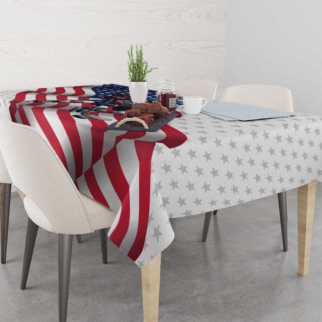 USA Ice Hockey Tablecloth Eagle Mascot Stars and Stripes Design