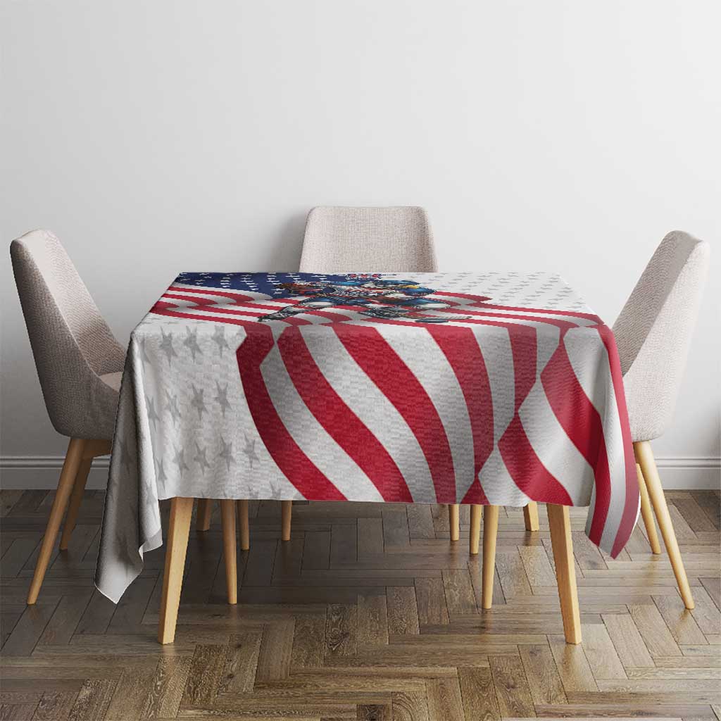 USA Ice Hockey Tablecloth Eagle Mascot Stars and Stripes Design