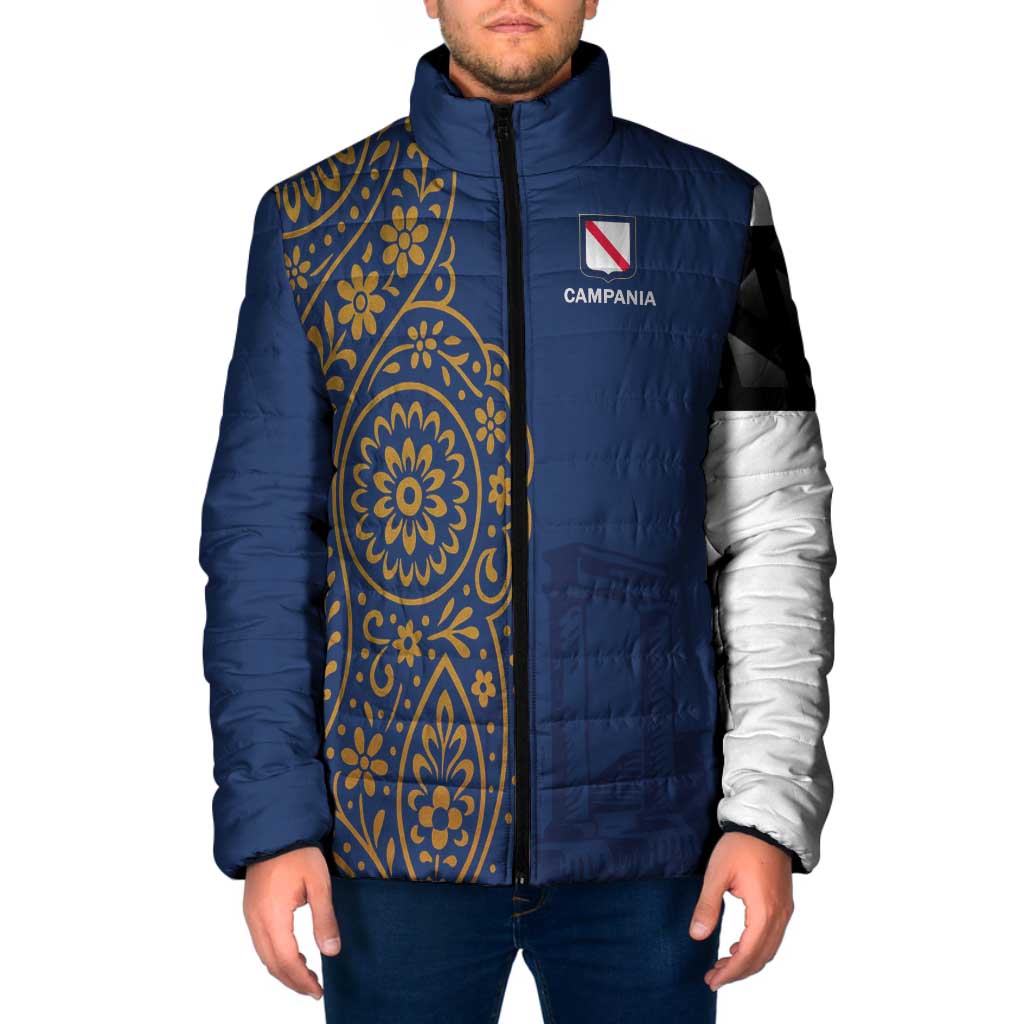 Italy Campania Padded Jacket Vietri Sul Mare Tile With Pompeii Ruins - Wonder Print Shop