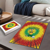 Personalized Lithuania Christmas Tie Dye Puzzle Skeleton Soccer Goal Celebration Santa Hat - Wonder Print Shop