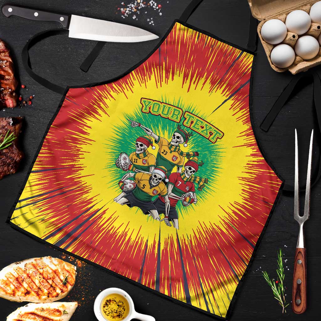 Personalized Lithuania Christmas Apron Skeleton Rugby Tie Dye Vintage - Wonder Print Shop