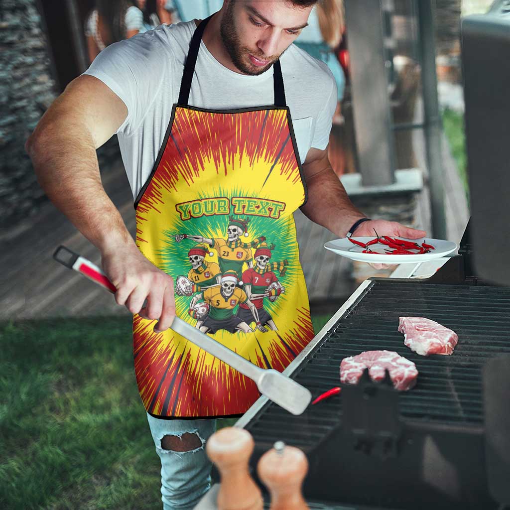 Personalized Lithuania Christmas Apron Skeleton Rugby Tie Dye Vintage - Wonder Print Shop