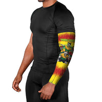 Personalized Lithuania Christmas Arm Sleeves Skeleton Rugby Tie Dye Vintage - Wonder Print Shop